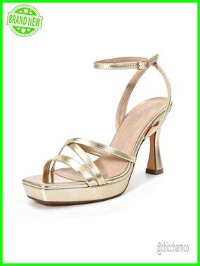 Berness Women's Square Open Toe Ankle Strap Platform Kitten Heel Sandals